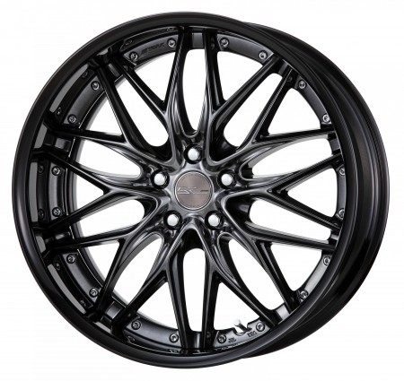 BRILLIANT SILVER BLACK [BSB] CENTRE DISK, GLOSS BLACK ANODIZED FLAT RIM WITH CHROME RIVETS