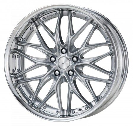 SILKY RICH SILVER [SRS] CENTRE DISK, POLISHED ANODIZED FLAT RIM WITH CHROME RIVETS