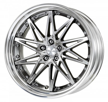 GLIM SILVER [GTS] CENTRE DISK, POLISHED ANODIZED STEP RIM WITH CHROME RIVETS