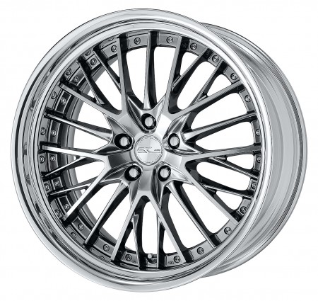 GLIM SILVER [GTS] CENTRE DISK, POLISHED ANODIZED STEP RIM WITH CHROME RIVETS