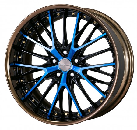 BLACK CLEAR BLUE [BCB] CENTRE DISK, GLOSS BRONZE ANODIZED FLAT RIM WITH GOLD RIVETS