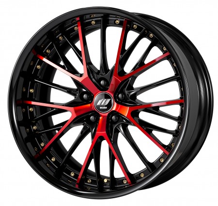 BLACK CLEAR RED [BCR] CENTRE DISK, GLOSS BLACK ANODIZED FLAT RIM WITH GOLD RIVETS
