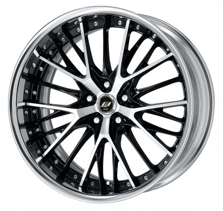 BLACK CUT CLEAR [BP] CENTRE DISK, POLISHED ANODIZED FLAT RIM WITH CHROME RIVETS