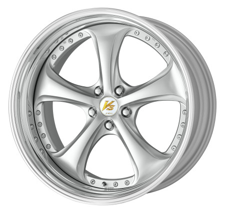 LIGHT GRAY SILVER [LGS] CENTRE DISK, POLISHED ANODIZED STEP RIM WITH CHROME RIVETS