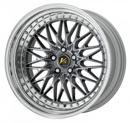 BRILLIANT SILVER BLACK [BSB] CENTRE DISK, POLISHED ANODIZED STEP RIM WITH CHROME RIVETS