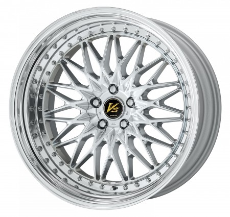 SILKY RICH SILVER [SRS] CENTRE DISK, POLISHED ANODIZED STEP RIM WITH CHROME RIVETS