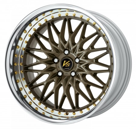 AHG BRONZE [AHG] CENTRE DISK, POLISHED ANODIZED FLAT RIM WITH GOLD RIVETS