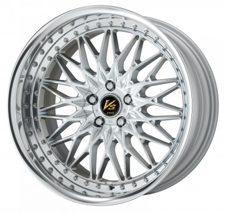 SILKY RICH SILVER [SRS] CENTRE DISK, POLISHED ANODIZED FLAT RIM WITH CHROME RIVETS