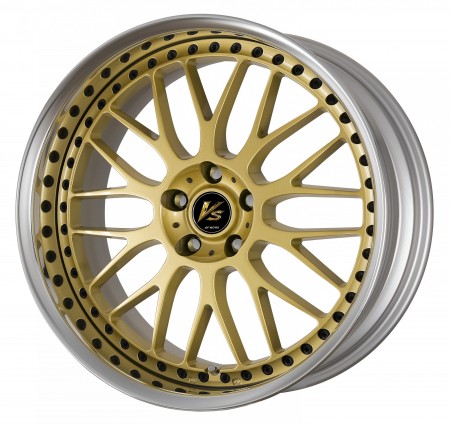 GOLD [GLD] CENTRE DISK, POLISHED ANODIZED FLAT RIM WITH BLACK RIVETS