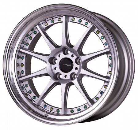 [18 INCH] MATT SILVER [MSL] CENTRE DISK, POLISHED ANODIZED FLAT RIM WITH TITAN RIVETS - WITH OPTIONAL CAP