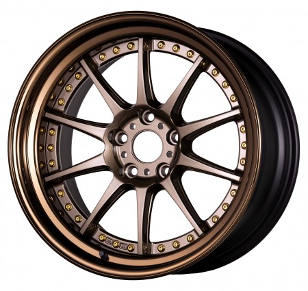 [18 INCH] HYPER GOLD [HPG] CENTRE DISK, GLOSS BRONZE ANODIZED FLAT RIM WITH GOLD RIVETS