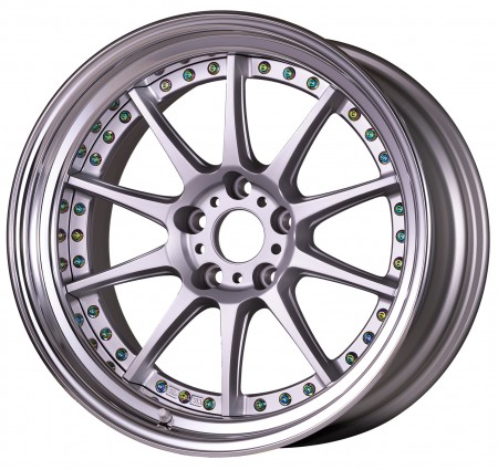 [18 INCH] MATT SILVER [MSL] CENTRE DISK, POLISHED ANODIZED FLAT RIM WITH TITAN RIVETS