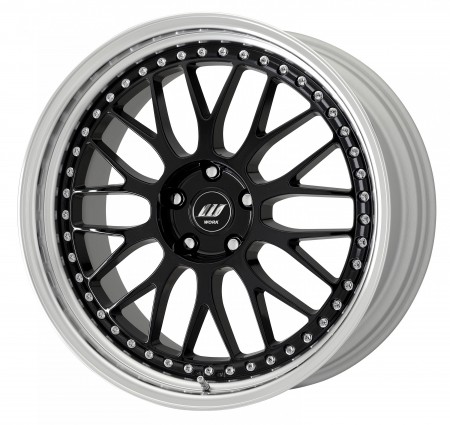 GLOSS BLACK [BLK] CENTRE DISK, POLISHED ANODIZED STEP RIM, CHROME RIVETS