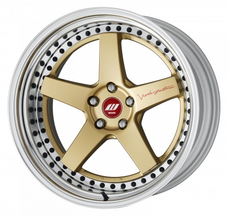 GOLD [GLD] CENTRE DISK, POLISHED ANODIZED STEP RIM, BLACK RIVETS - TRUE SPORT STYLE [S/W]