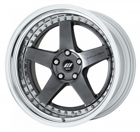 BRILLIANT SILVER BLACK [BSB] CENTRE DISK, POLISHED ANODIZED STEP RIM, CHROME RIVETS - TRUE SPORT STYLE [S/W]