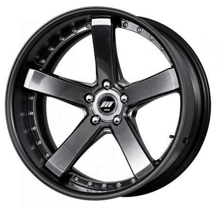 BRILLIANT SILVER BLACK [BSB] DEEP CONCAVE CENTRE DISK, MATT ANODIZED FLAT RIM WITH CHROME RIVETS