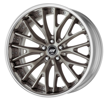MATT CLEAR BRUSHED [MBU] DEEP CONCAVE CENTRE DISK, POLISHED ANODIZED FLAT RIM WITH CHROME RIVETS