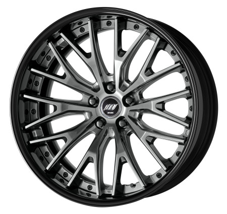 BRILLIANT SILVER BLACK [BSB] DEEP CONCAVE CENTRE DISK, GLOSS BLACK ANODIZED FLAT RIM WITH CHROME RIVETS