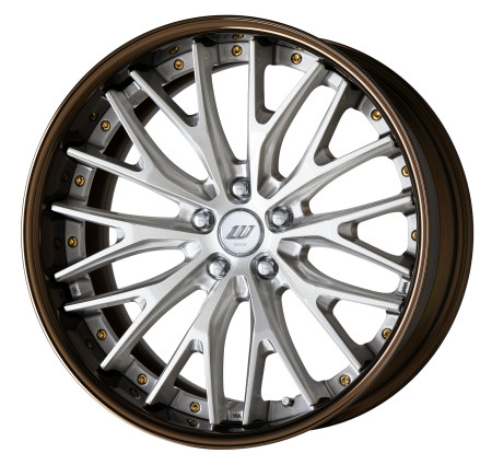BRUSHED [BRU] DEEP CONCAVE CENTRE DISK, GLOSS BRONZE ANODIZED FLAT RIM WITH CHROME RIVETS