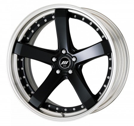 MATT BLACK [MBL] DEEP CONCAVE CENTRE DISK, POLISHED ANODIZED STEP RIM WITH CHROME RIVETS