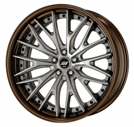 TRANS GRAY POLISH [TGP] DEEP CONCAVE CENTRE DISK, GLOSS BRONZE ANODIZED STEP RIM WITH BLACK RIVETS