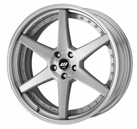 BRUSHED [BRU] SEMI CONCAVE CENTRE DISK, POLISHED ANODIZED STEP RIM WITH CHROME RIVETS