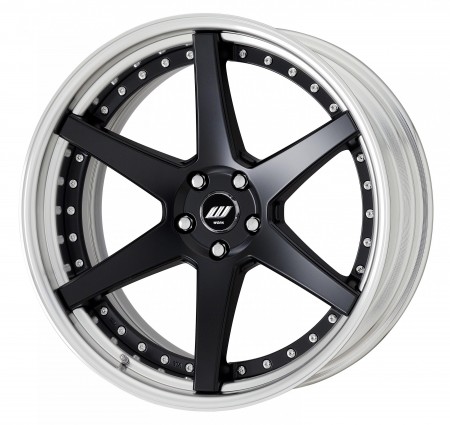 MATT BLACK [MBL] DEEP CONCAVE CENTRE DISK, POLISHED ANODIZED STEP RIM WITH CHROME RIVETS