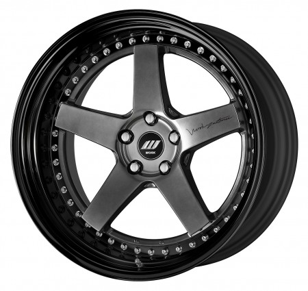 BRILLIANT SILVER BLACK [BSB] CENTRE DISK, GLOSS BLACK ANODIZED STEP RIM, CHROME RIVETS - TRUE SPORT STYLE [S/W]